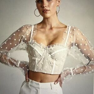 RUNAWAY THE LABEL Mesh Bustier Hello Molly Swiss Dot Corset